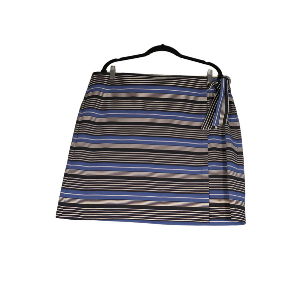 NEW Loft Mini Wrap Skirt Womens XL Blue Stripe Knit Career Casual Stretch $69 - Picture 2 of 8
